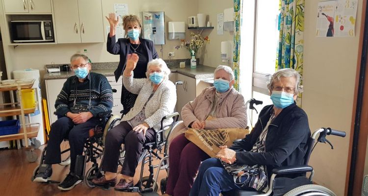 Aged Care Masks on ready for first outing post Aug L4 lockdown